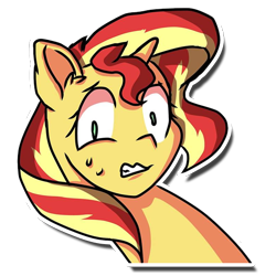 Size: 512x512 | Tagged: safe, artist:kenishra, character:sunset shimmer, species:pony, species:unicorn, female, gritted teeth, nervous, simple background, solo, sweat, transparent background