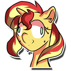 Size: 512x512 | Tagged: safe, artist:kenishra, character:sunset shimmer, species:pony, derp, female, simple background, solo, sweat, transparent background, wide eyes