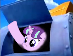Size: 466x359 | Tagged: safe, artist:sersys, character:starlight glimmer, species:pony, species:unicorn, cloud, female, lazytown, mailbox, raised hoof, robbie rotten, robbie starlight, smiling, solo