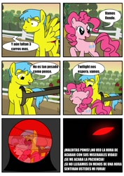 Size: 906x1280 | Tagged: safe, artist:king-shoutmon, character:pinkie pie, oc, comic, spanish