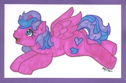 Size: 780x511 | Tagged: safe, artist:skypinpony, character:flitterheart, g1, female, g4 to g1, generation leap, solo, traditional art