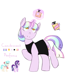 Size: 800x820 | Tagged: safe, artist:koteikow, character:coco pommel, character:starlight glimmer, color palette, fusion, levitation, magic, perfume, simple background, telekinesis, white background
