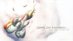Size: 1366x768 | Tagged: safe, artist:fongsaunder, character:rainbow dash, cloud, cloudy, female, solo
