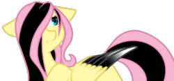 Size: 1984x924 | Tagged: safe, artist:eclispeluna, character:fluttershy, colored wings, colored wingtips, emoshy, female, floppy ears, multicolored wings, simple background, solo, transparent background