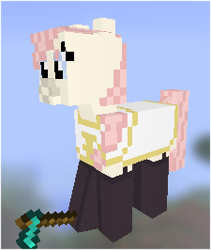 Size: 225x266 | Tagged: safe, artist:minus, oc, oc only, oc:hope blossoms, species:earth pony, species:pony, adult, clothing, color, colt quest, downloadable, female, leggings, mare, mine little pony, minecraft, pickaxe, ponytail, robe, skin, solo