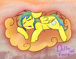 Size: 784x610 | Tagged: safe, artist:deltafairy, oc, oc only, oc:unknown, species:pegasus, species:pony, male, sleeping, solo, stallion