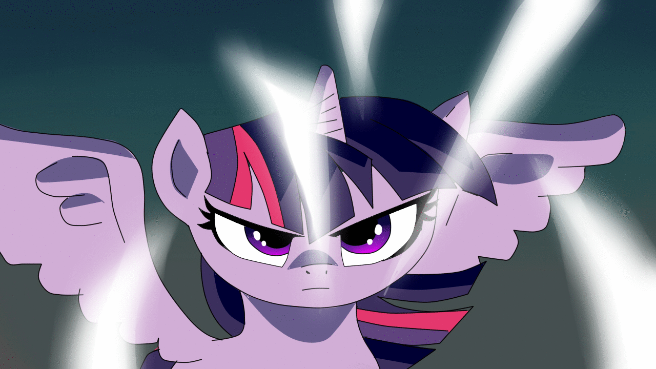Size: 1280x720 | Tagged: safe, artist:yordisz, character:twilight sparkle, character:twilight sparkle (alicorn), species:alicorn, species:pony, animated, dragon ball z, energy, female, gif, magic, power-up, super saiyan princess, this isn't even my final form