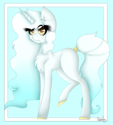 Size: 1087x1200 | Tagged: safe, artist:kawurin, oc, oc only, oc:marshmallow, species:pony, species:unicorn, female, mare, raised leg, solo