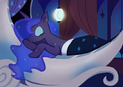 Size: 2953x2079 | Tagged: safe, artist:neoshrek, character:princess luna, species:alicorn, species:pony, bed, blanket, cute, female, high res, lunabetes, mare, sleeping, solo