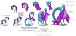 Size: 1024x493 | Tagged: safe, artist:tfsubmissions, character:rarity, oc, oc:burning passion, species:bird, species:pony, species:unicorn, articuno, birdified, chest fluff, crossover, dialogue, female, male, mare, pokefied, pokémon, raricuno, simple background, species swap, speech change, stallion, transformation, transformation sequence, transformed, white background, wing hands, wings