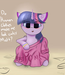 Size: 2500x2900 | Tagged: safe, artist:a8f12, character:twilight sparkle, character:twilight sparkle (alicorn), self insert, species:alicorn, species:pony, clothing, cute, female, floppy ears, oversized clothes, oversized shirt, shirt, solo