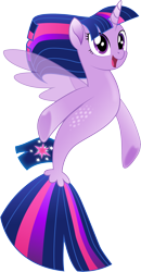 Size: 1619x3120 | Tagged: safe, artist:infinitewarlock, character:twilight sparkle, character:twilight sparkle (alicorn), species:alicorn, species:pony, species:seapony (g4), my little pony: the movie (2017), cute, female, fin wings, mare, open mouth, seaponified, seapony twilight, simple background, solo, species swap, transparent background, underhoof, vector