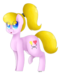 Size: 1861x2311 | Tagged: safe, artist:kawurin, oc, oc only, oc:lola balloon, species:earth pony, species:pony, female, mare, raised leg, simple background, solo, tongue out, transparent background