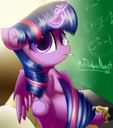 Size: 3000x3400 | Tagged: safe, artist:a8f12, character:twilight sparkle, character:twilight sparkle (alicorn), species:alicorn, species:human, species:pony, chalk, chalkboard, cute, holding a pony, magic, physics, spread wings, wings