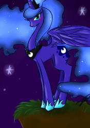 Size: 2800x4000 | Tagged: safe, artist:kittentoots, character:princess luna, species:alicorn, species:pony, blushing, female, looking at you, mare, night, night sky, sky, solo, stars