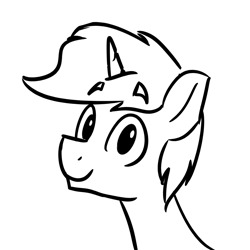 Size: 900x900 | Tagged: safe, artist:alexi148, oc, oc only, species:pony, species:unicorn, black and white, bust, cute, grayscale, looking at you, monochrome, portrait, simple background, solo, white background