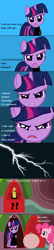 Size: 1000x4662 | Tagged: safe, artist:fetchbeer, character:pinkie pie, character:twilight sparkle, species:earth pony, species:pony, species:unicorn, comic, duo, duo female, female, lightning, mare, number six, parody, rover (the prisoner), the prisoner