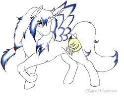 Size: 769x613 | Tagged: safe, artist:silvermoonbreeze, oc, oc only, oc:moonbreeze, species:pony, species:unicorn, female, mare, partial color, simple background, solo, white background