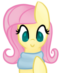 Size: 710x856 | Tagged: safe, artist:azure-quill, character:fluttershy, species:pony, clothing, cute, female, happy, scarf, solo