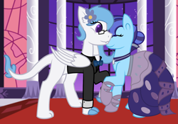 Size: 1583x1107 | Tagged: safe, artist:azure-quill, oc, oc only, oc:azure quill, species:dragon, dancing, duet, pony prom