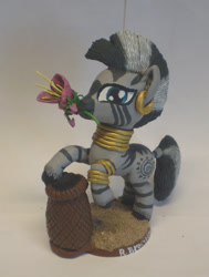 Size: 457x603 | Tagged: safe, artist:ubrosis, character:zecora, species:zebra, female, flower, flower in mouth, heart's desire, mouth hold, sculpture, solo, traditional art