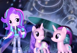 Size: 2923x2011 | Tagged: safe, artist:lucaspratt, character:starlight glimmer, equestria girls:mirror magic, g4, my little pony: equestria girls, my little pony:equestria girls, spoiler:eqg specials, beanie, brushable, clothing, doll, equestria girls minis, eqventures of the minis, female, hat, implied time travel, irl, merchandise, multeity, photo, ponidox, self ponidox, starlight cluster, still life, this will end in timeline distortion, toy, triality, trio
