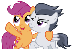 Size: 6147x4155 | Tagged: safe, artist:mandash1996, character:rumble, character:scootaloo, species:pegasus, species:pony, ship:rumbloo, episode:marks and recreation, g4, my little pony: friendship is magic, absurd resolution, belly, cute, female, male, shipping, simple background, smiley face, straight, transparent background, vector