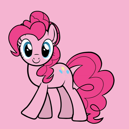 Size: 438x438 | Tagged: safe, artist:tridashie, character:pinkie pie, species:earth pony, species:pony, animated, cropped, cute, dancing, diapinkes, female, gif, pink background, simple background, solo