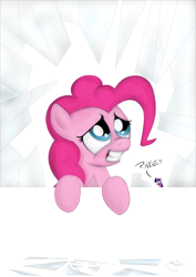 Size: 4961x7016 | Tagged: safe, artist:theravencriss, character:pinkie pie, character:twilight sparkle, species:pony, absurd resolution, breaking the fourth wall, female, funny, funny as hell, grin, lmao, lmfao, mare, nervous, nervous grin, simple background, smiling, yelling