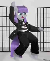 Size: 1800x2200 | Tagged: safe, artist:afterman, character:maud pie, clothing, elvis presley, female, jailhouse rock, open mouth, solo, standing