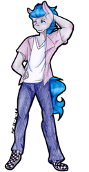 Size: 991x1920 | Tagged: safe, artist:mscolorsplash, oc, oc only, oc:dreamy daze, species:anthro, species:plantigrade anthro, arm behind head, male, simple background, solo, transparent background