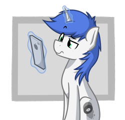Size: 1100x1055 | Tagged: safe, artist:alexi148, oc, oc only, oc:shifting gear, species:pony, species:unicorn, confused, male, simple background, solo, stallion