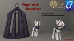 Size: 1191x670 | Tagged: safe, artist:dracagon, my little pony: the movie (2017), 3d, cage, collar, downloadable, gag, gmod, harness, muzzle, muzzle gag, shackles, source filmmaker, tack