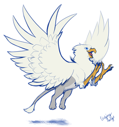 Size: 1000x1075 | Tagged: safe, artist:tinibirb, artist:undyingsong, edit, oc, oc only, oc:der, species:griffon, color edit, colored, flying, leaping, majestic, solo