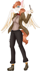 Size: 1076x1920 | Tagged: safe, artist:mscolorsplash, oc, oc only, oc:doctor sunfire, species:anthro, species:pegasus, species:pony, anthro oc, bow tie, clothing, commission, commissioner:alkonium, cosplay, costume, doctor who, eleventh doctor, glasses, simple background, sonic screwdriver, transparent background, tweed