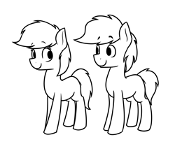 Size: 2700x2300 | Tagged: safe, artist:alexi148, species:pony, female, looking at each other, male, mare, monochrome, simple background, stallion, white background