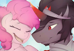 Size: 2280x1599 | Tagged: dead source, safe, artist:evange, character:king sombra, character:pinkie pie, crack shipping, female, male, shipping, sombrapie, straight