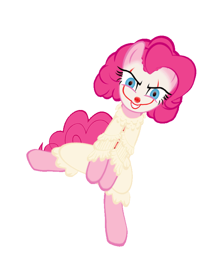 Size: 665x869 | Tagged: safe, artist:paragonaj, derpibooru original, character:pinkie pie, species:earth pony, species:pony, animated, bouncing, clothing, clown, clown nose, crossover, dancing, face paint, female, gif, it, kazotsky kick, loop, mare, pennywise, pinkiewise, rotoscope, run, simple background, smiling, solo, transparent background, wat