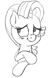 Size: 500x751 | Tagged: safe, artist:esfelt, character:starlight glimmer, species:pony, species:unicorn, black and white, blushing, bust, female, grayscale, lineart, monochrome, simple background, smiling, solo, white background