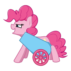 Size: 1800x1800 | Tagged: safe, artist:alexi148, character:pinkie pie, species:earth pony, species:pony, female, mare, party cannon, simple background, smiling, solo, transparent background