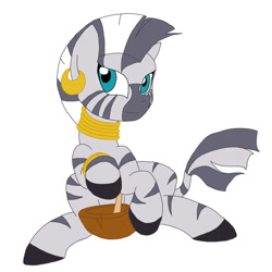 Size: 600x601 | Tagged: safe, artist:emilou1985, character:zecora, species:zebra, female, mortar and pestle, simple background, sitting, solo, white background