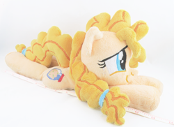 Size: 3587x2613 | Tagged: safe, artist:kazzysart, character:pear butter, species:pony, beanie (plushie), cute, high res, irl, pearabetes, photo, plushie, prone, solo