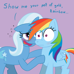 Size: 4096x4096 | Tagged: safe, artist:solarfm, character:rainbow dash, character:trixie, species:pegasus, species:pony, species:unicorn, ship:trixdash, absurd resolution, blushing, drunk, female, innuendo, lesbian, shipping, the great and alcoholics trixie