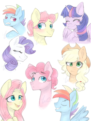 Size: 3000x4000 | Tagged: safe, artist:waterz-colrxz, character:applejack, character:fluttershy, character:pinkie pie, character:rainbow dash, character:rarity, character:twilight sparkle, character:twilight sparkle (alicorn), species:alicorn, species:pony, adoraberry, adorascotch, blitzabetes, blushing, bubble berry, bust, butterscotch, cute, high res, male, mane six, rainbow blitz, rule 63, rule63betes, simple background, stallion, white background