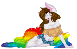 Size: 2550x1650 | Tagged: safe, artist:mscolorsplash, oc, oc only, oc:color splash, species:anthro, belly button, female, lipstick, midriff, simple background, solo, strapless, sultry pose, transparent background