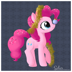 Size: 1550x1550 | Tagged: safe, artist:songbirdserenade, character:pinkie pie, species:earth pony, species:pony, bauble, christmas, christmas ornament, confetti, decoration, female, holiday, solo, tinsel