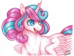 Size: 1693x1270 | Tagged: safe, artist:eeviart, character:princess flurry heart, species:alicorn, species:pony, female, mare, older, older flurry heart, solo, traditional art