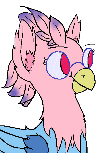Size: 388x533 | Tagged: safe, artist:gallifreyanequine, oc, oc only, oc:vivian iolani, species:classical hippogriff, species:hippogriff, animated, beak, eyebrow wiggle, female, gif, glasses, red eyes, simple background, solo, white background