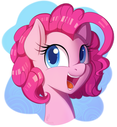 Size: 1373x1479 | Tagged: safe, artist:divlight, character:pinkie pie, species:earth pony, species:pony, alternate hairstyle, bust, colored pupils, cute, diapinkes, female, happy, looking back, mare, open mouth, portrait, simple background, smiling, solo, transparent background