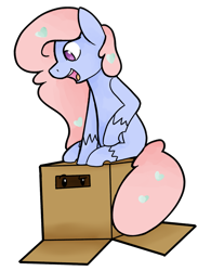 Size: 1159x1485 | Tagged: safe, artist:azure-quill, oc, oc only, species:earth pony, species:pony, box, pony in a box, simple background, transparent background